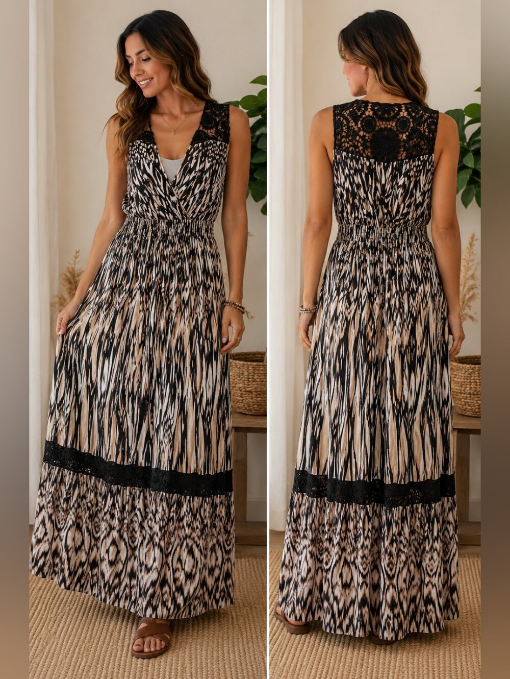 Soma Black And Cream Maxi Dress